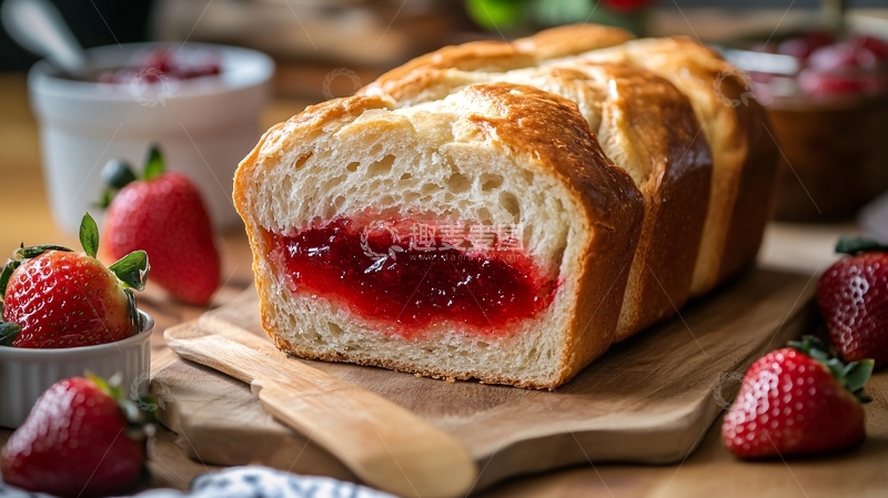 高清大图下载【趣麦麦图】法式面包草莓欧包1