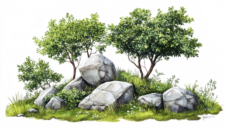 高清大图下载【趣麦麦图】草树石头