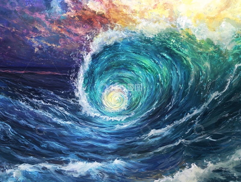高清大图下载【趣麦麦图】海洋流体画宇宙1