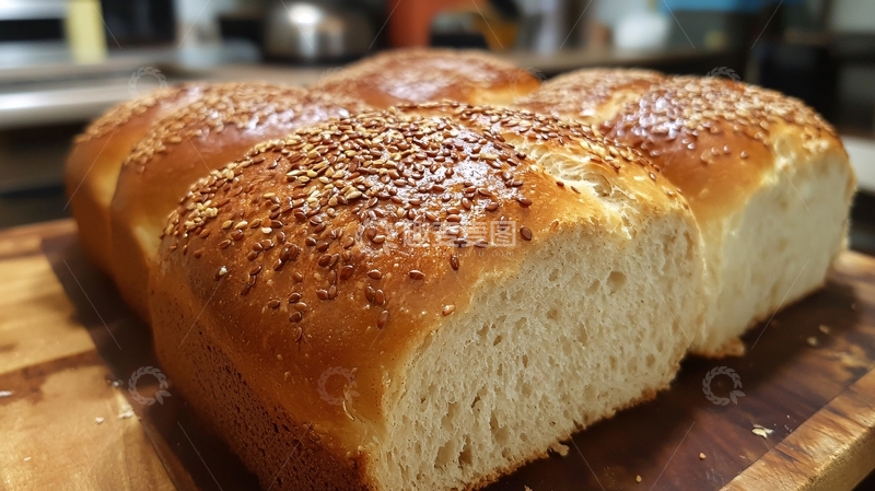 高清大图下载【趣麦麦图】全麦亚麻籽面包
