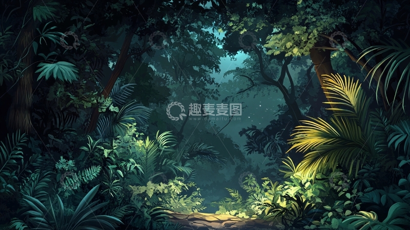 高清大图下载【趣麦麦图】雨林插画5