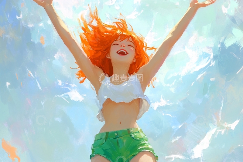 高清大图下载【趣麦麦图】梦幻少女插画