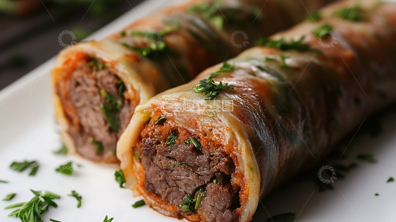 高清大图下载【趣麦麦图】驴肉卷特写