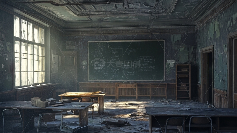 高清大图下载【趣麦麦图】破旧课室2