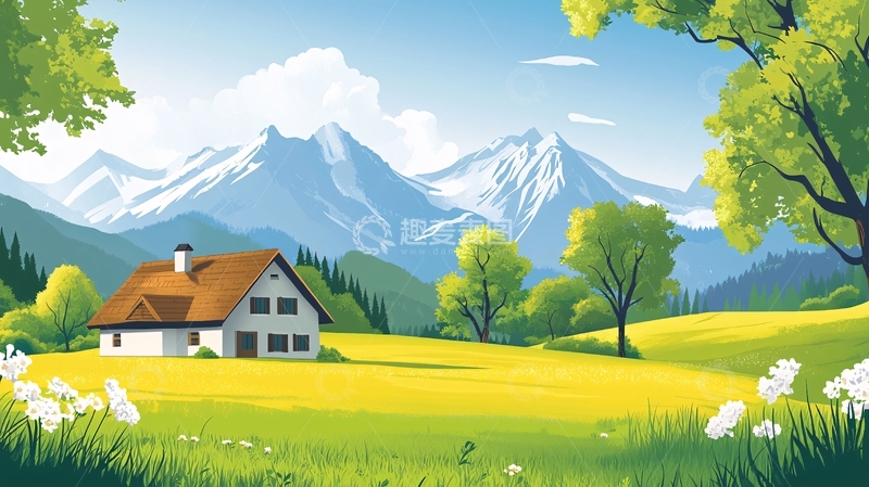 高清大图下载【趣麦麦图】户外风景插画1