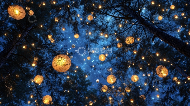 高清大图下载【趣麦麦图】树上灯饰