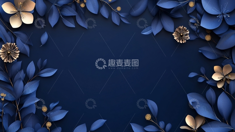 高清大图下载【趣麦麦图】蓝色花艺背景