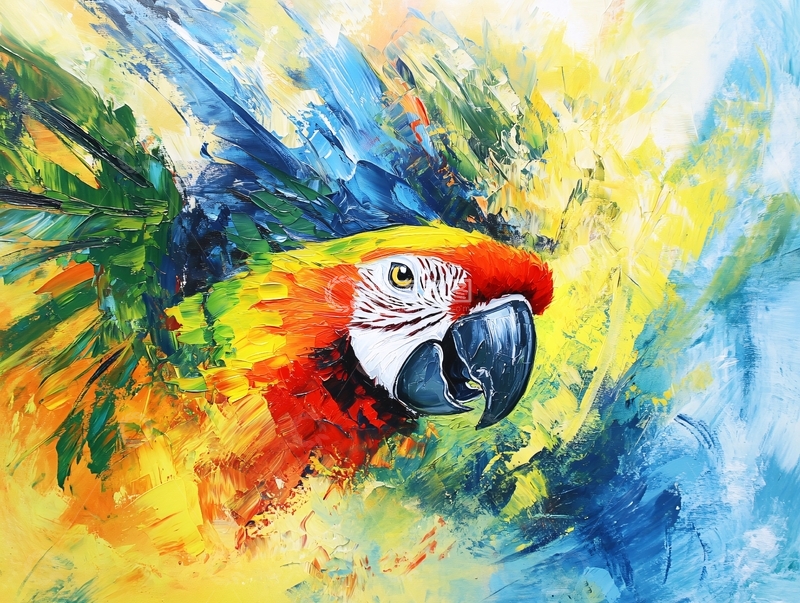 高清大图下载【趣麦麦图】油画鹦鹉1