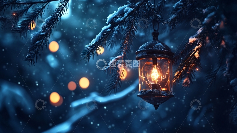 高清大图下载【趣麦麦图】冬日夜景灯饰