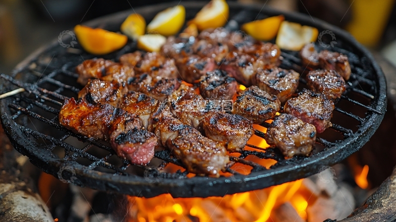 高清大图下载【趣麦麦图】正在烤的炭火烤肉