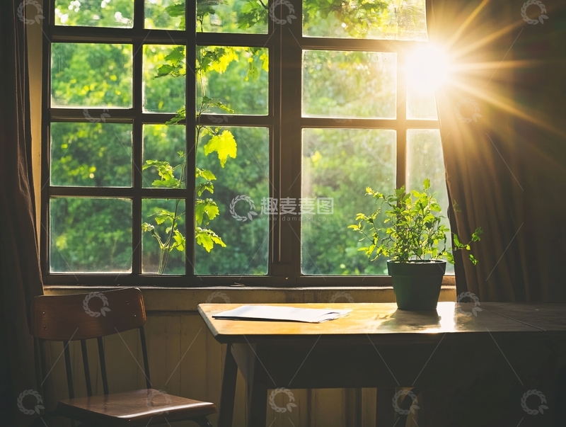 高清大图下载【趣麦麦图】窗台上的阳光1