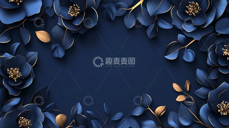 高清大图下载【趣麦麦图】皇家蓝立体感浮雕背景