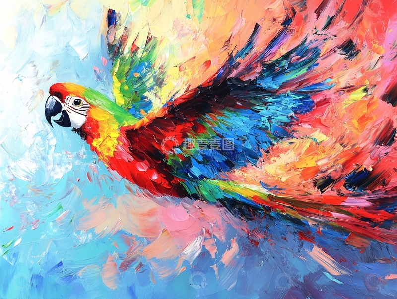 高清大图下载【趣麦麦图】彩色鹦鹉插画1