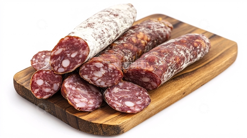高清大图下载【趣麦麦图】白底上放着熏腊肠