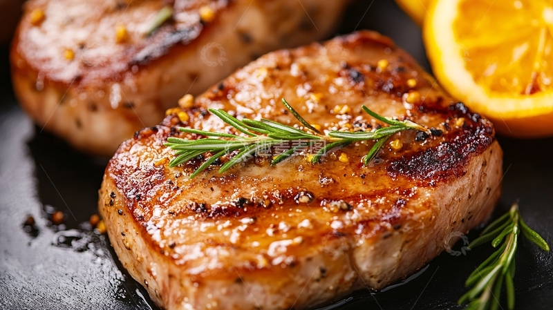 高清大图下载【趣麦麦图】深底上的烤好的里脊肉1