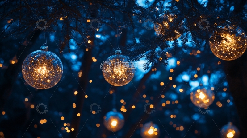 高清大图下载【趣麦麦图】树上灯光装饰