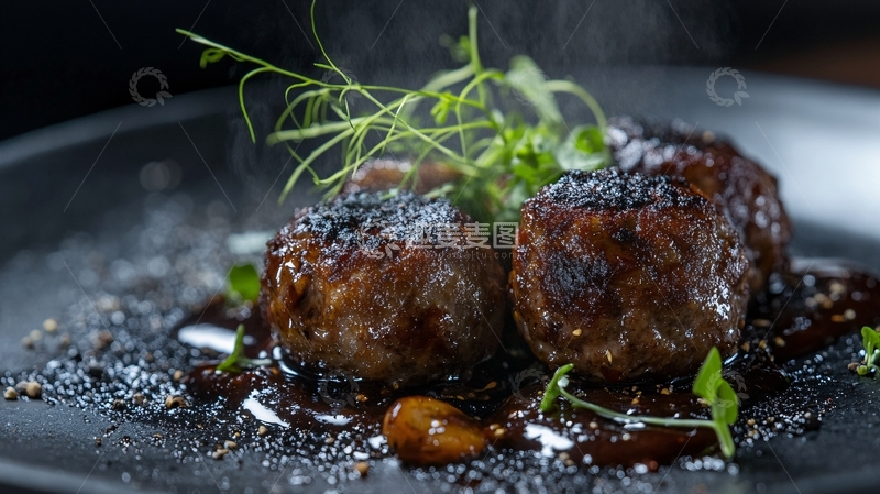 高清大图下载【趣麦麦图】黑松露肉丸