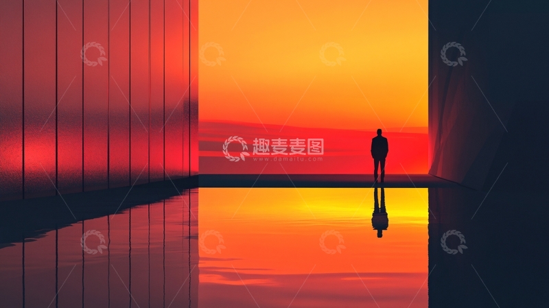 高清大图下载【趣麦麦图】红日倒影