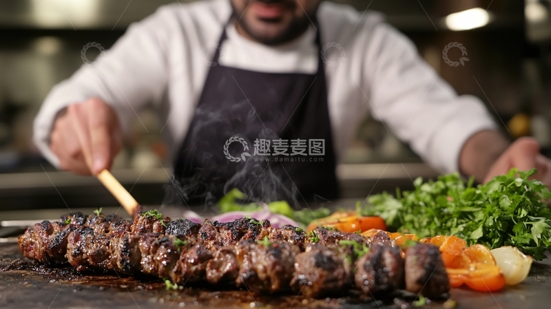 高清大图下载【趣麦麦图】厨师煎牛肉