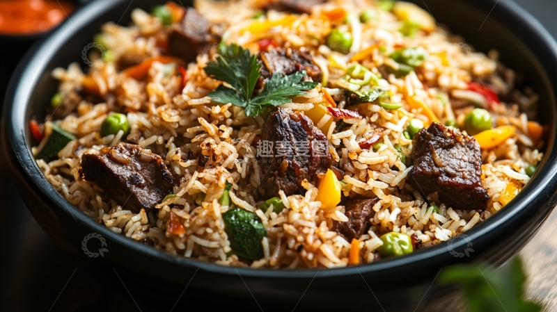 高清大图下载【趣麦麦图】西域风干牛肉炒饭