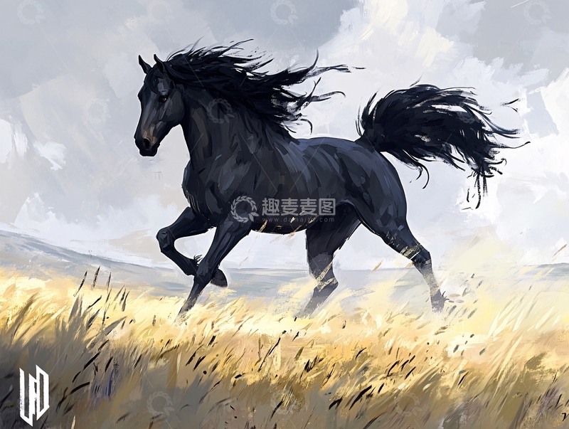 高清大图下载【趣麦麦图】战马插画