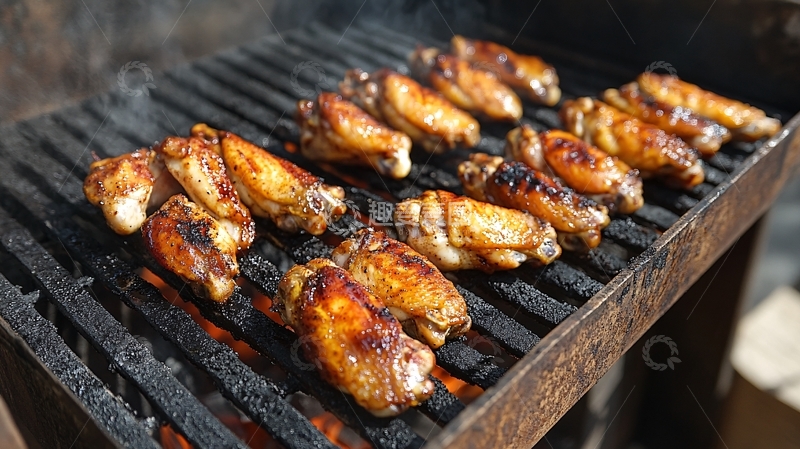 高清大图下载【趣麦麦图】炭烤烤肉烤鸡中翅