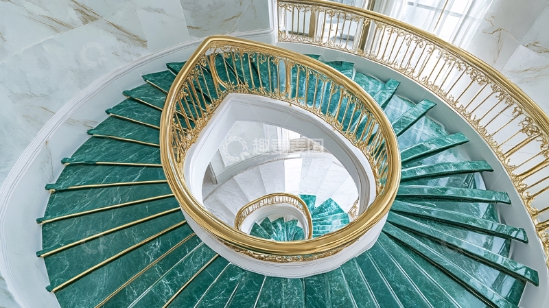 高清大图下载【趣麦麦图】金色旋转楼梯