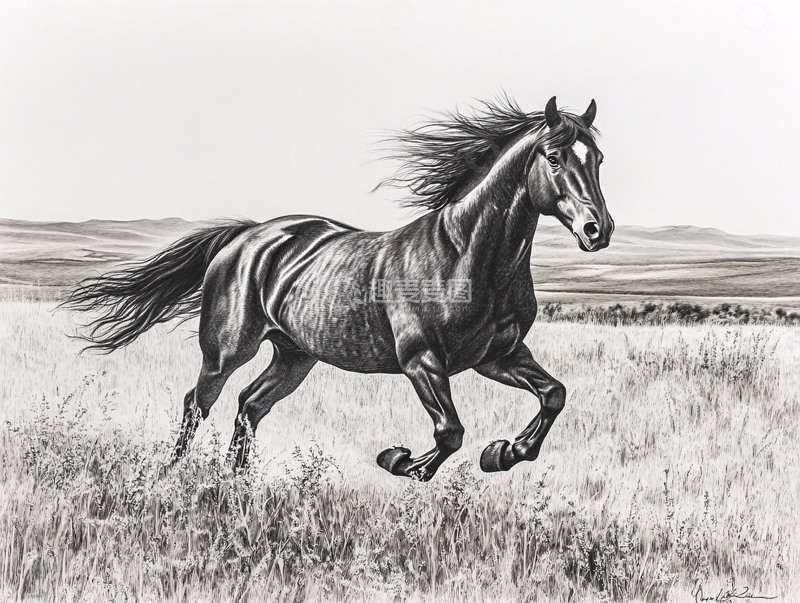 高清大图下载【趣麦麦图】马到成功油画