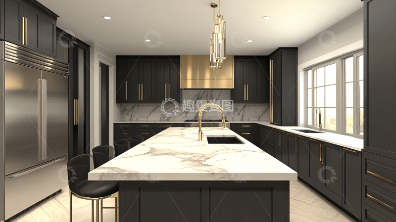 高清大图下载【趣麦麦图】现代轻奢橱柜效果图1