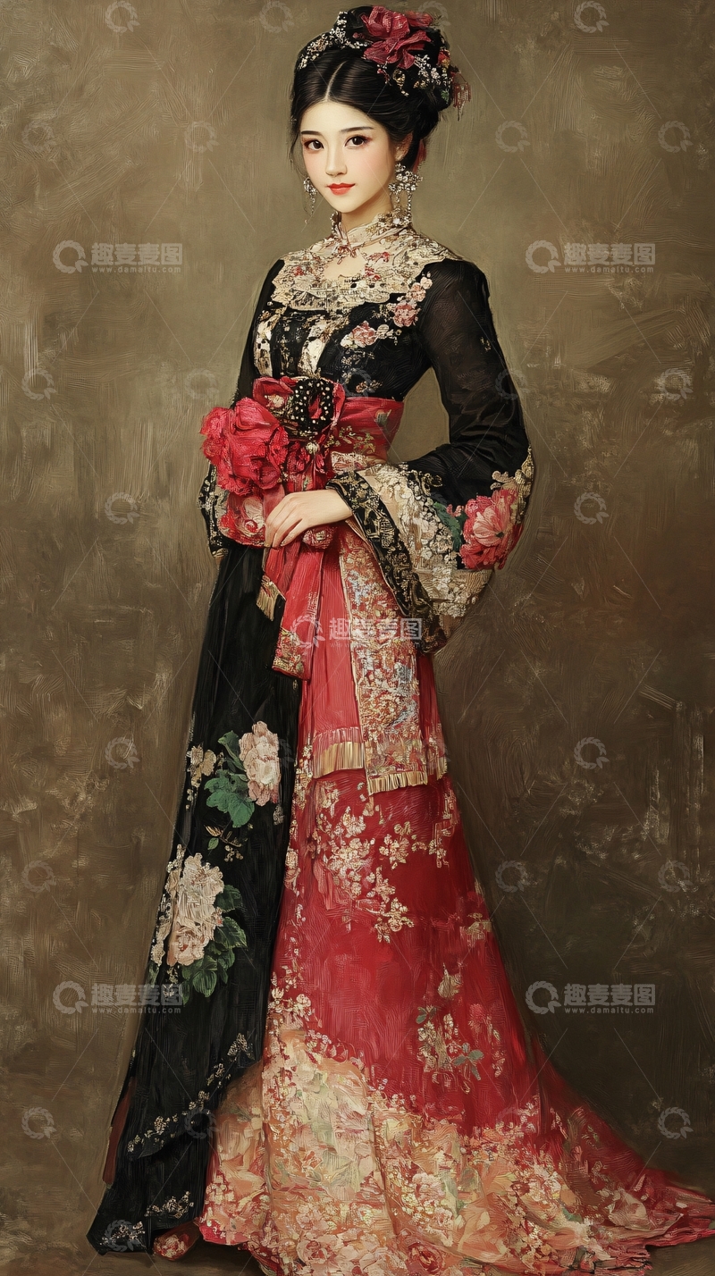 高清大图下载【趣麦麦图】中式古装女式礼服