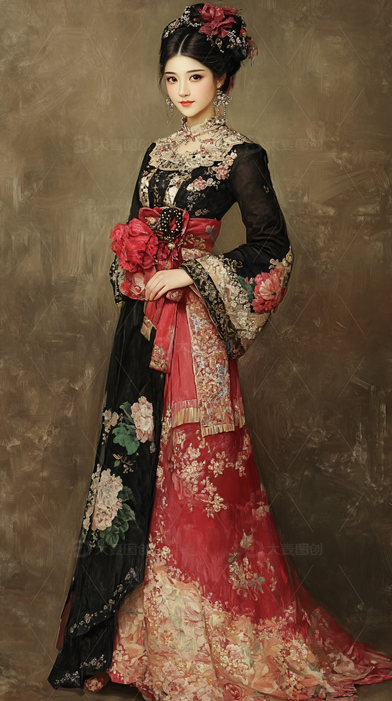 高清大图下载【趣麦麦图】中式古装女式礼服