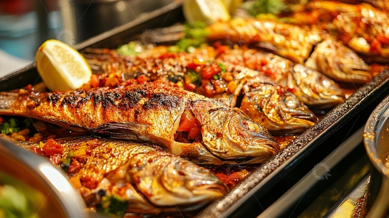 高清大图下载【趣麦麦图】自助餐烤鱼
