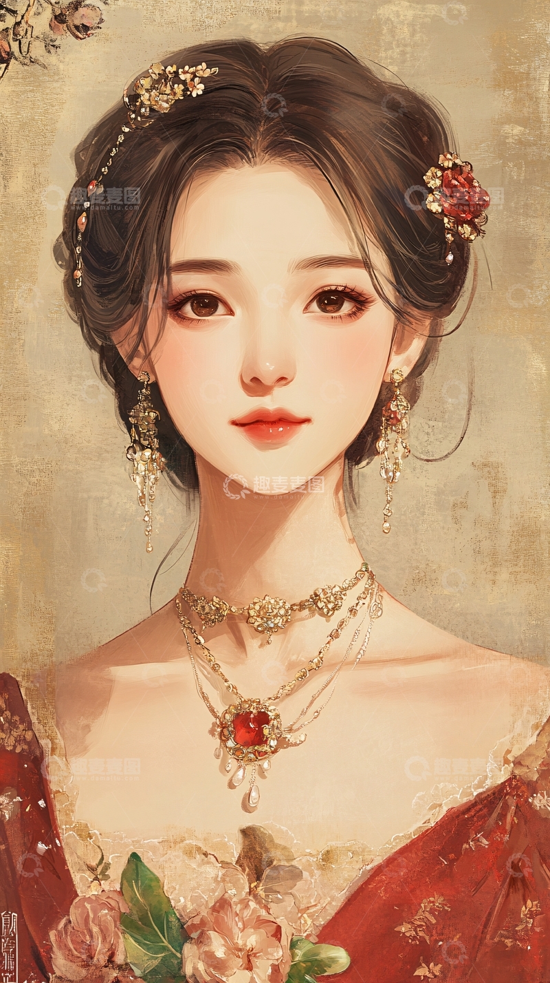 高清大图下载【趣麦麦图】板绘人像6