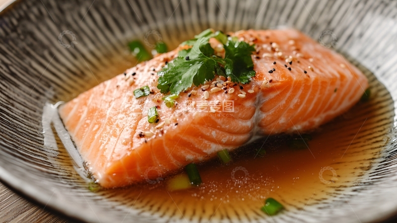 高清大图下载【趣麦麦图】葱油鲑鱼