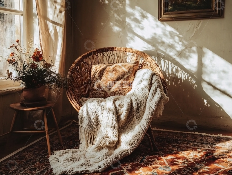 高清大图下载【趣麦麦图】黄色室内暖光太阳光2