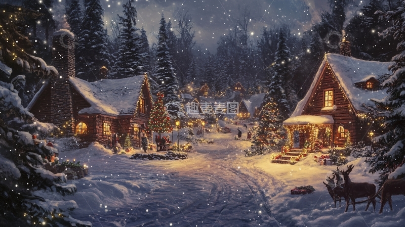 高清大图下载【趣麦麦图】圣诞节风景画1