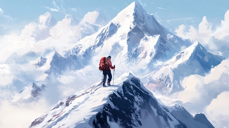 高清大图下载【趣麦麦图】珠穆拉玛峰插画1