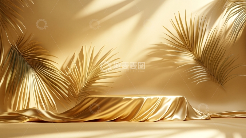 高清大图下载【趣麦麦图】金色线条意境背景墙轻