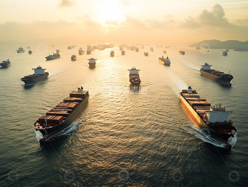 高清大图下载【趣麦麦图】琼州海峡货运轮船