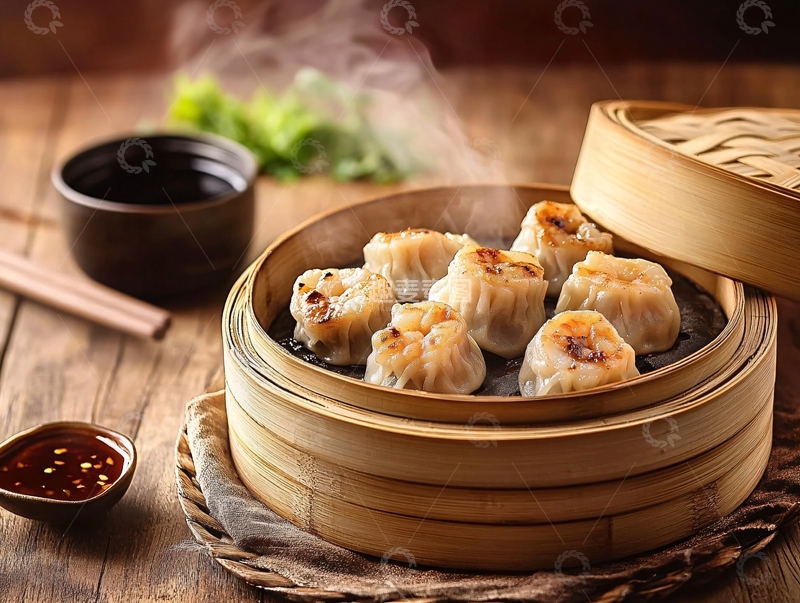 高清大图下载【趣麦麦图】一笼蒸饺早餐特色