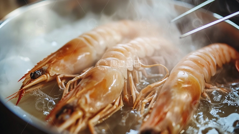 高清大图下载【趣麦麦图】沸腾水煮敲虾