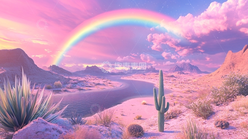 高清大图下载【趣麦麦图】彩虹沙漠风景