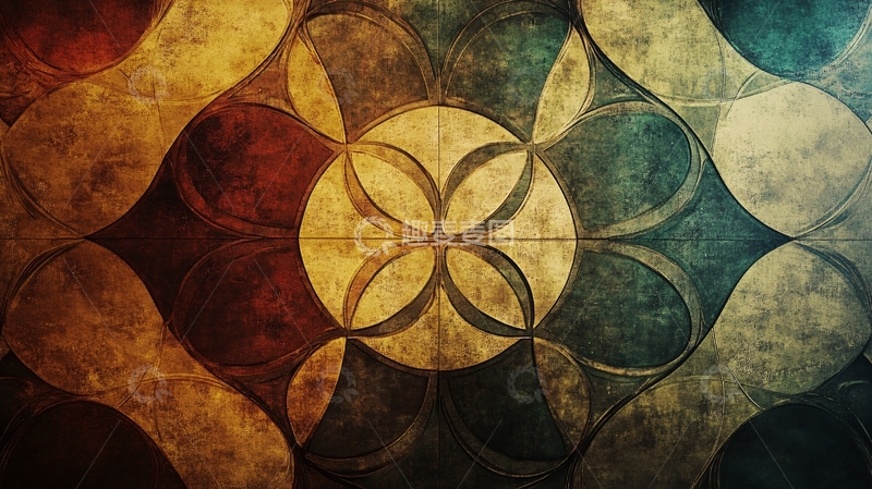 高清大图下载【趣麦麦图】染色玻璃拼花壁纸