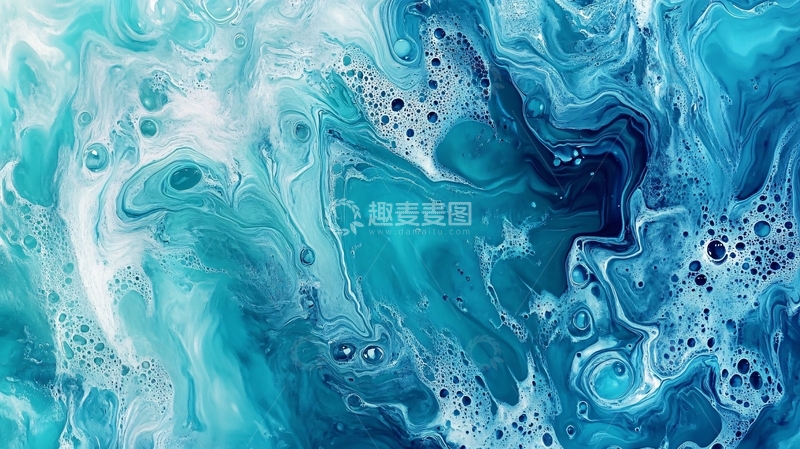 高清大图下载【趣麦麦图】蓝色流体创意抽象画1