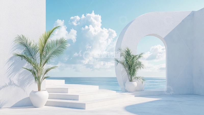 高清大图下载【趣麦麦图】海岸白色拱门1
