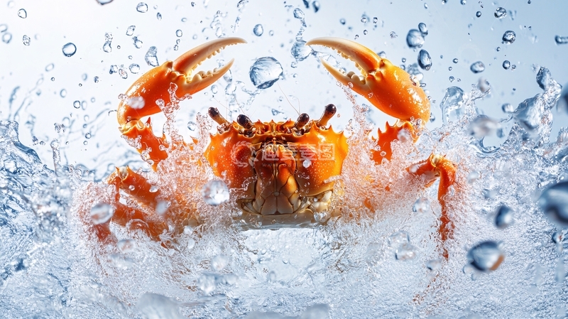 高清大图下载【趣麦麦图】水花青蟹