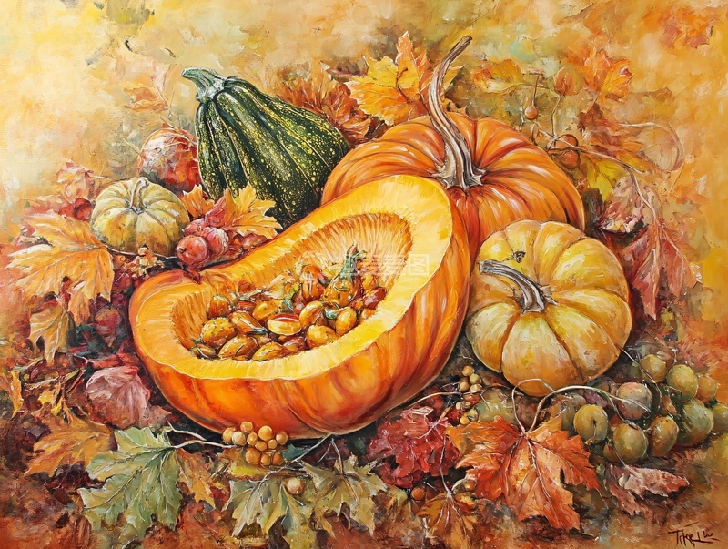 高清大图下载【趣麦麦图】秋收绘画