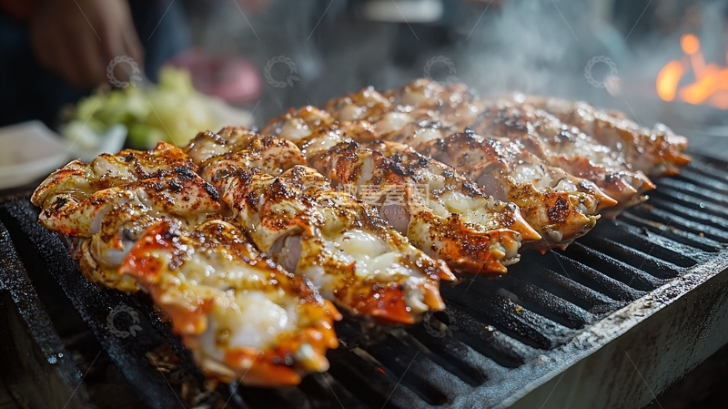 高清大图下载【趣麦麦图】烤龙虾仔街头美食