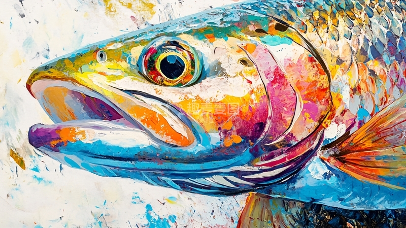 高清大图下载【趣麦麦图】油画锦鲤