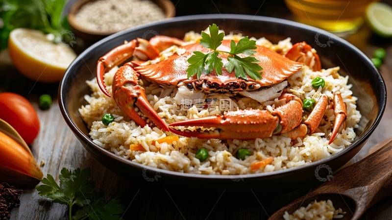高清大图下载【趣麦麦图】蟹肉炒饭1